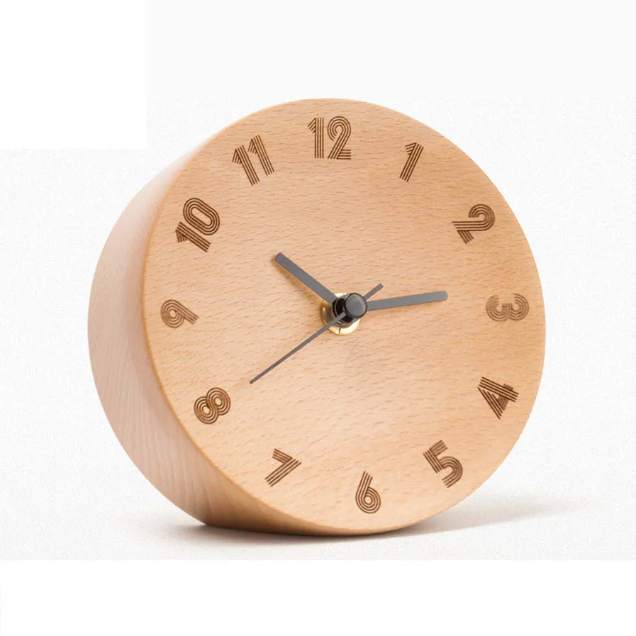 

Alarm Clock Nordic Minimalist Decoration Small Pendulum Clock Wood Mute Sweeping for Smart Home Office