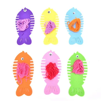 

1pc Colorful Fish Toy Cartoon Animal Baby Kids Learning Toys Patience Thinking Hand Coordination Trainer String Line Fish Around