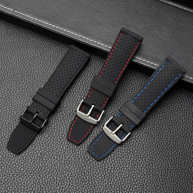 22mm Soft Silicone Watch Strap Belt Waterproof Breathable Wristband for Summer Outdoor Sports Sweatproof Watch Bands Accessories