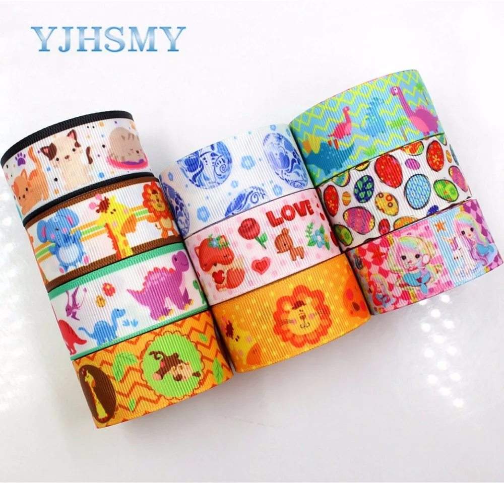 YJHSMY 181131 25 мм 10 ярдов мультфильм печатных grosgrain ленты DIY ручной работы свадебные