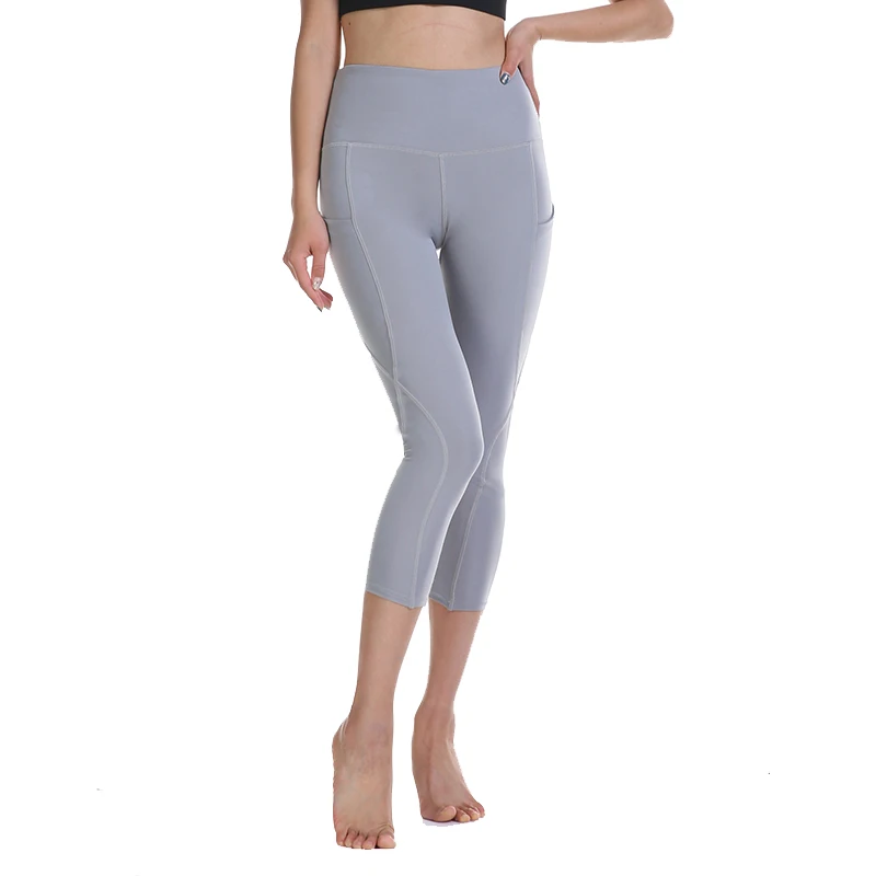 Известный бренд, женские спортивные Леггинсы с высокой талией для девушек, уличные штаны для бега с контролем живота, спортивные Леггинсы для фитнеса - Цвет: gray