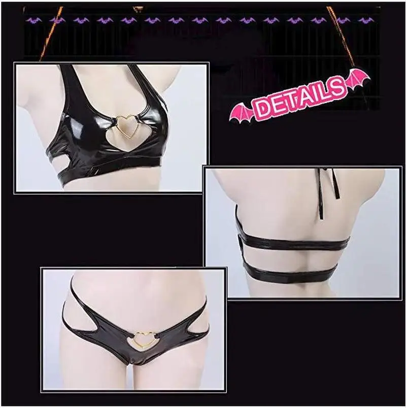 Women Anime Bikini Swimsuit Two Piece Devil Costumes Sexy Leather Lingerie Outfit Best halloween Bodysuit for Girls Instagram