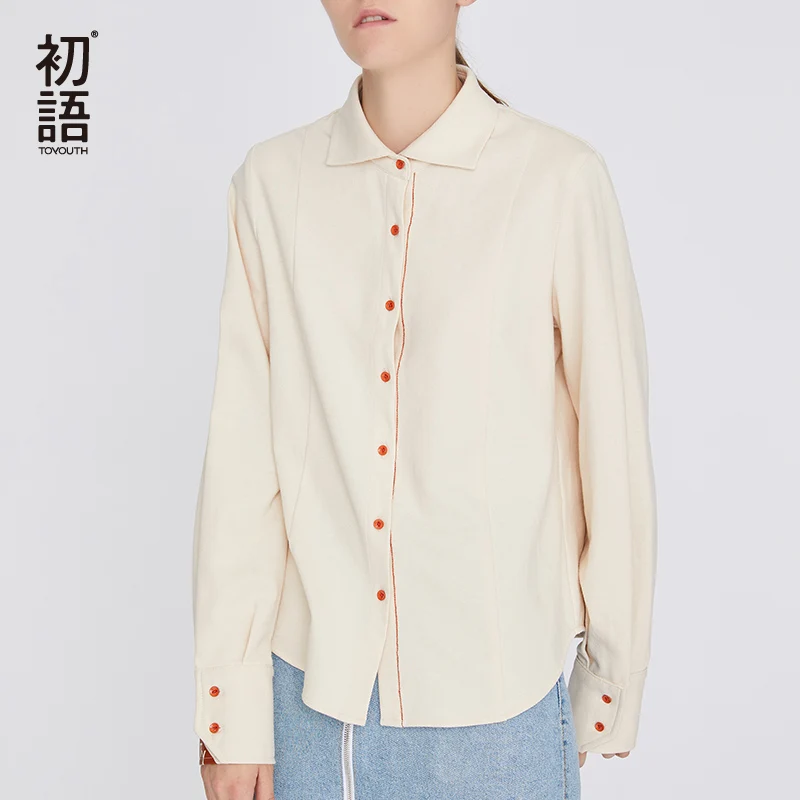 

Toyouth Chic Solid Blouses Women Kawaii Button Shirts Long Sleeve Office Ladies Blouse Turn Collar Female Tops Blusas Mujer