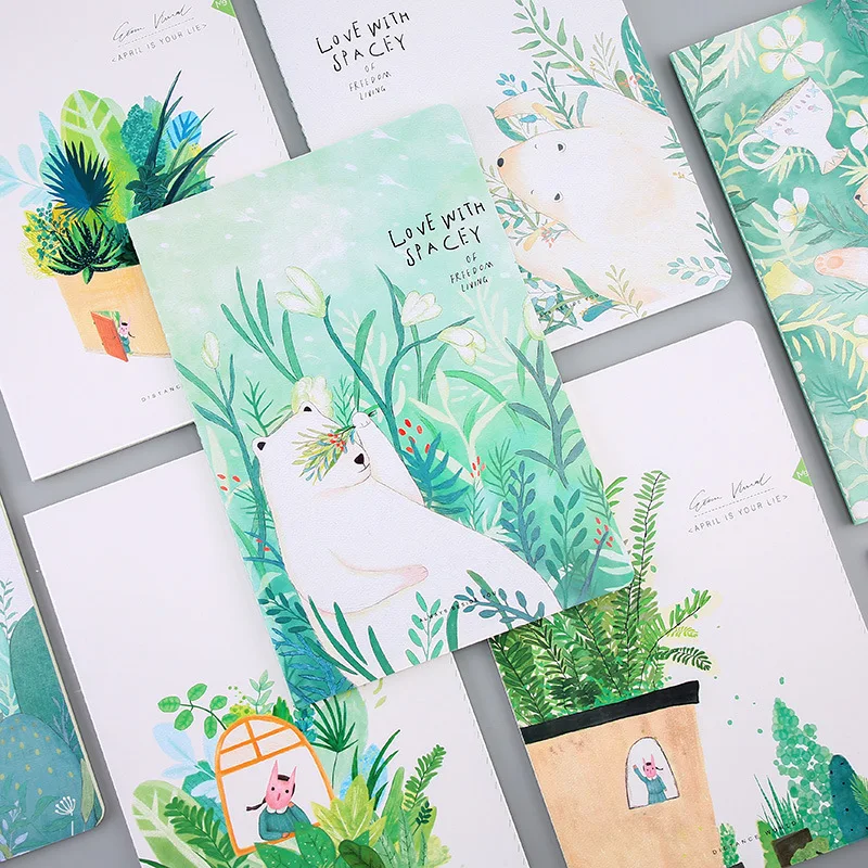 

4Pcs/pack B5 cute literary sketchbook notebook diary book bullet journal Fresh plant diary notebook student gift