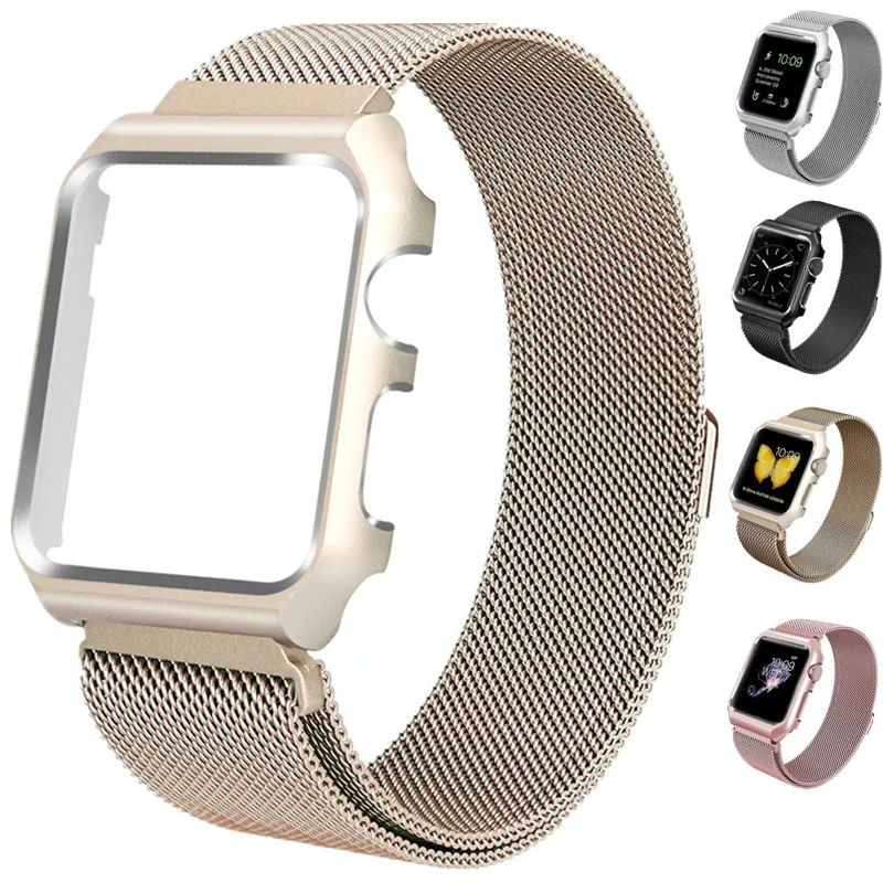 

ASHEI Watch Strap For Apple Watch 42mm Milanese Loop Band Series 3 Bracelet with Protective Case For iWatch Band 38mm Series 1/2