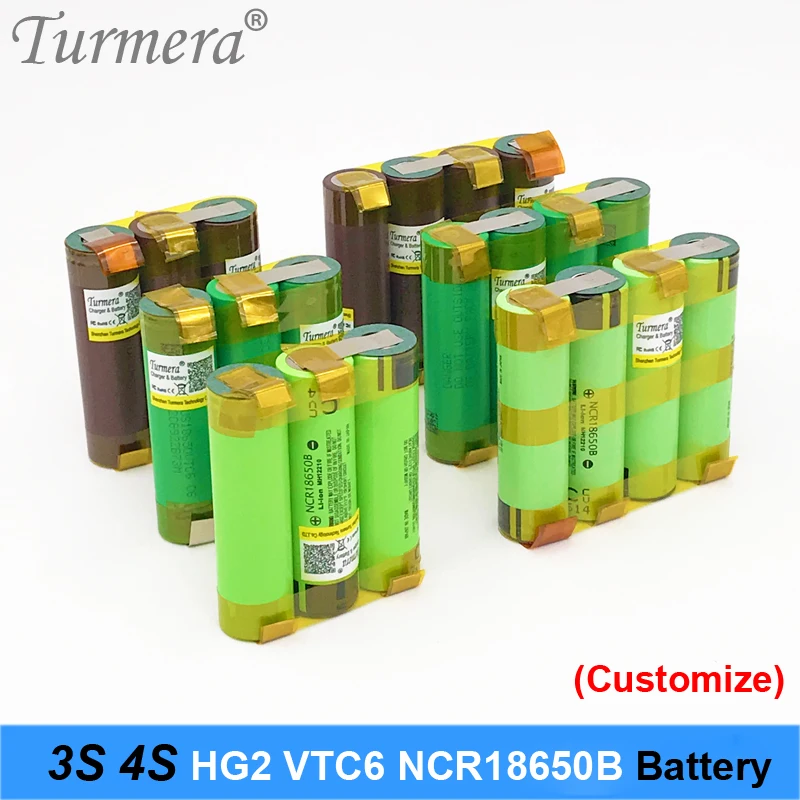 Аккумулятор Turmera 18650 hg2 3000mAh vtc6 ncr18650b 3400mah аккумулятор для 3s 12,6 v 4S 16,8 v отвертка аккумуляторная батарея Настройка n9