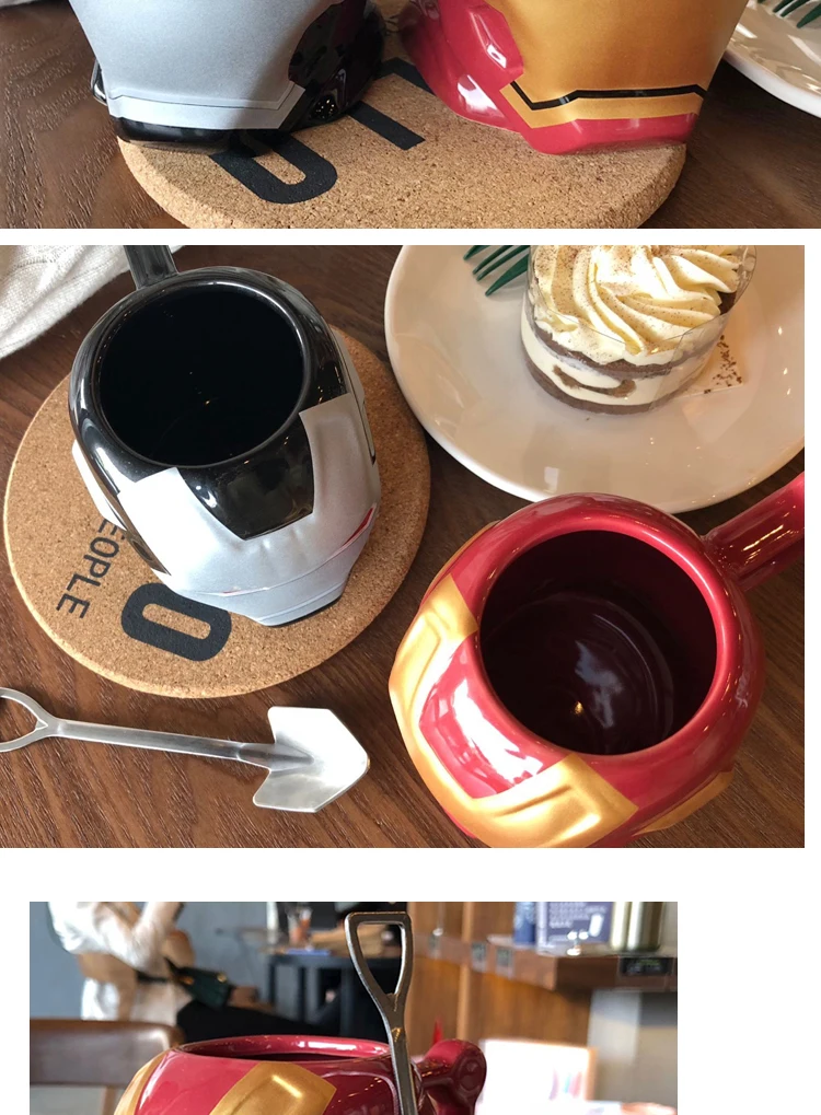 OUSSIRRO креативный супер герой Мститель Железный человек тема Молоко Кофейные кружки с крышкой с ложкой чистый цвет кружки чашка кухонный инструмент подарок