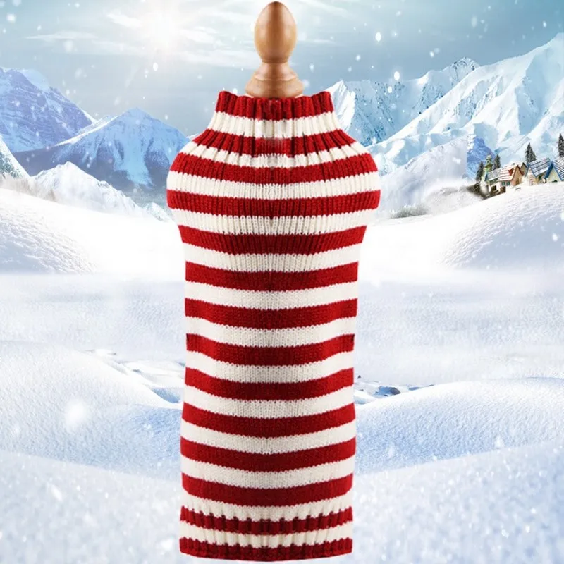 Fine White Stripes Свитер для собак Зимняя Одежда для питомцев такса Одежда для собак джемпер теплый свитер для маленьких собак и кошек пальто для домашних животных Костюм для собак - Цвет: Fine White Stripes