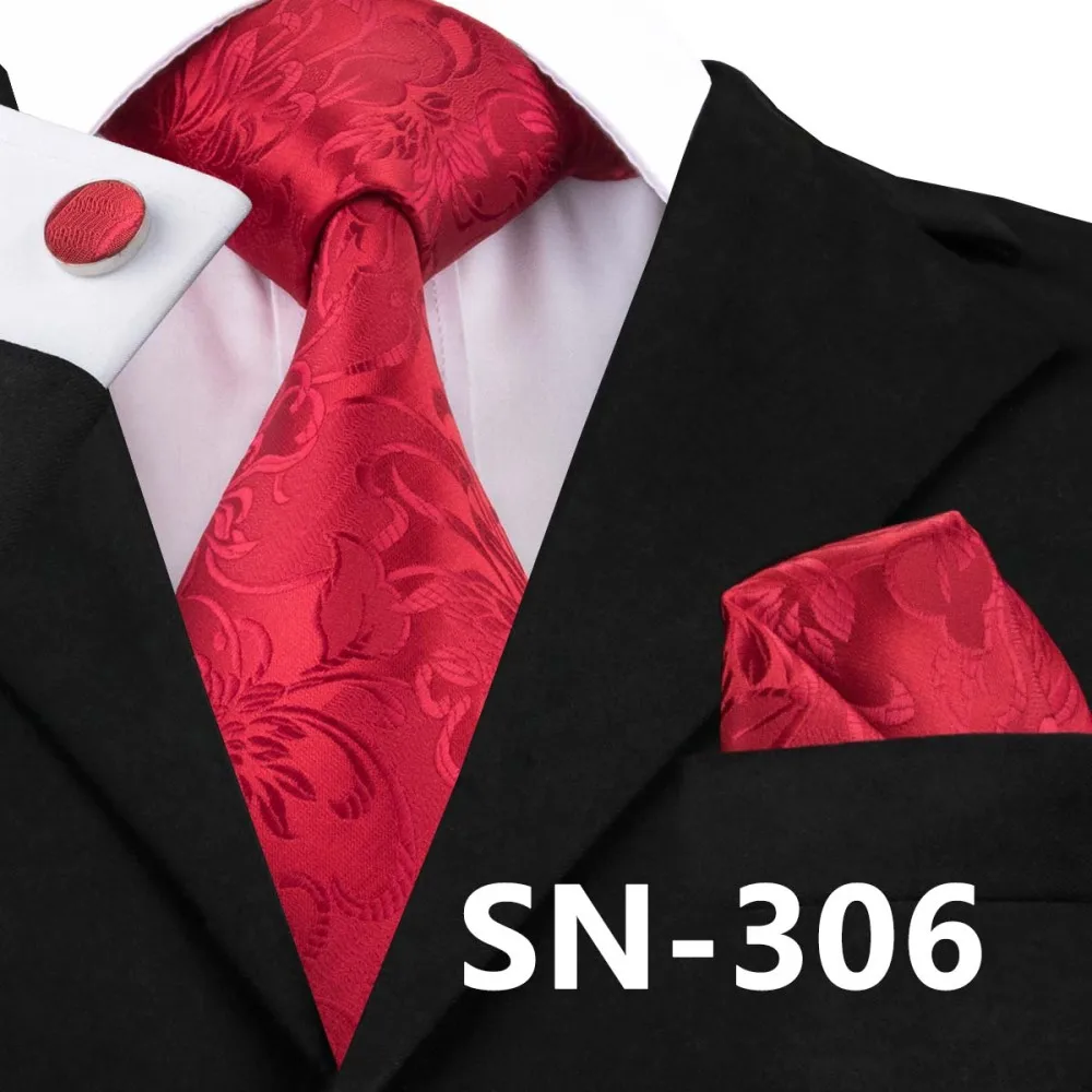 C-306, Hi-Tie, ярко-красный мужской галстук, набор, цветочный жаккард, тканые шелковые галстуки для мужчин, бизнес, свадьба, вечеринка, 8,5 см, классические галстуки - Цвет: C-306-S
