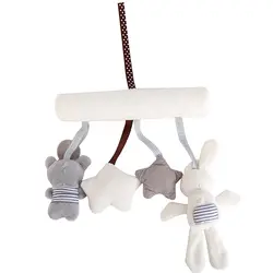 Милые детские погремушки мобильных висит кровать коляска погремушки на кроватку кролик плюшевые игрушки животных музыка куклы кровать