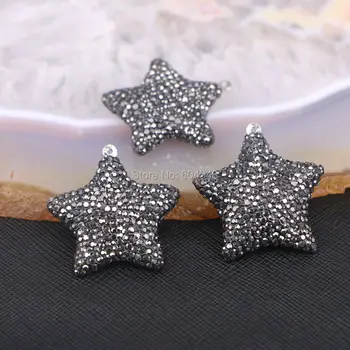 

10pcs Star Shape Pave Crystal Rhinestone Gem stone Pendant, Simple Design Pendant Jewelry For Women