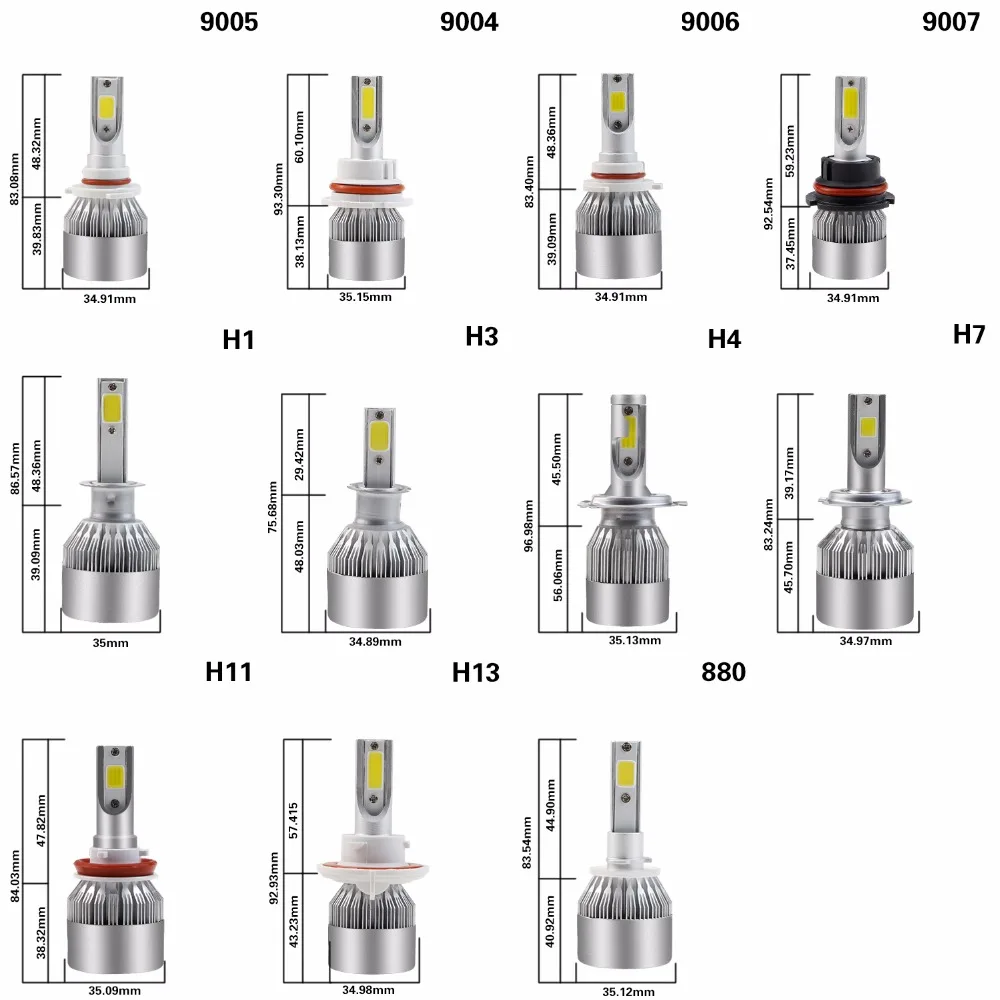 CARLITS 2 шт. H7 H4 светодиодный H1 H11 H8 H9 H3 9005 9006 HB2 HB3 автомобилей головной светильник лампа для автомобильной фары супер яркий светодиодный светильник 72W фары для 6000K