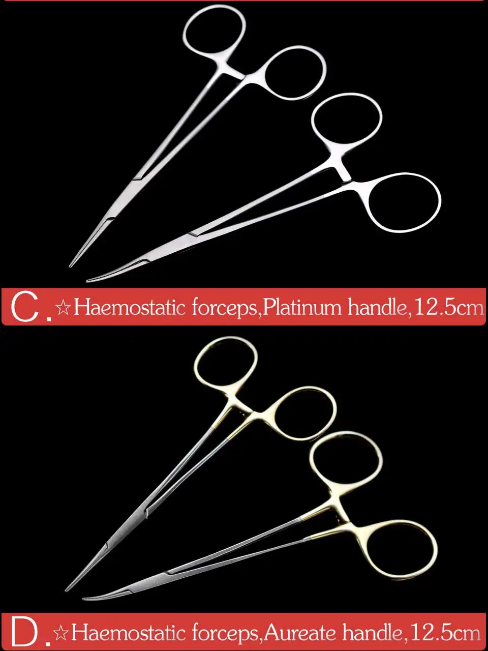 Lidar com Cosméticos e Instrumentos de Cirurgia Plástica e Ferramentas Inoxidável Pinça Hemostática Reta Handle Bent Cabeça Aureate Aço 5 Instrumentos p/ pálpebra