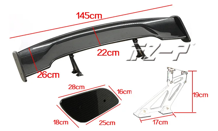 Автомобильный хвост наружная отделка 145 см abs-спойлеры GT хвост из углеродного волокна крыло гонок седан общий универсальный крылья Автомобиль Стайлинг