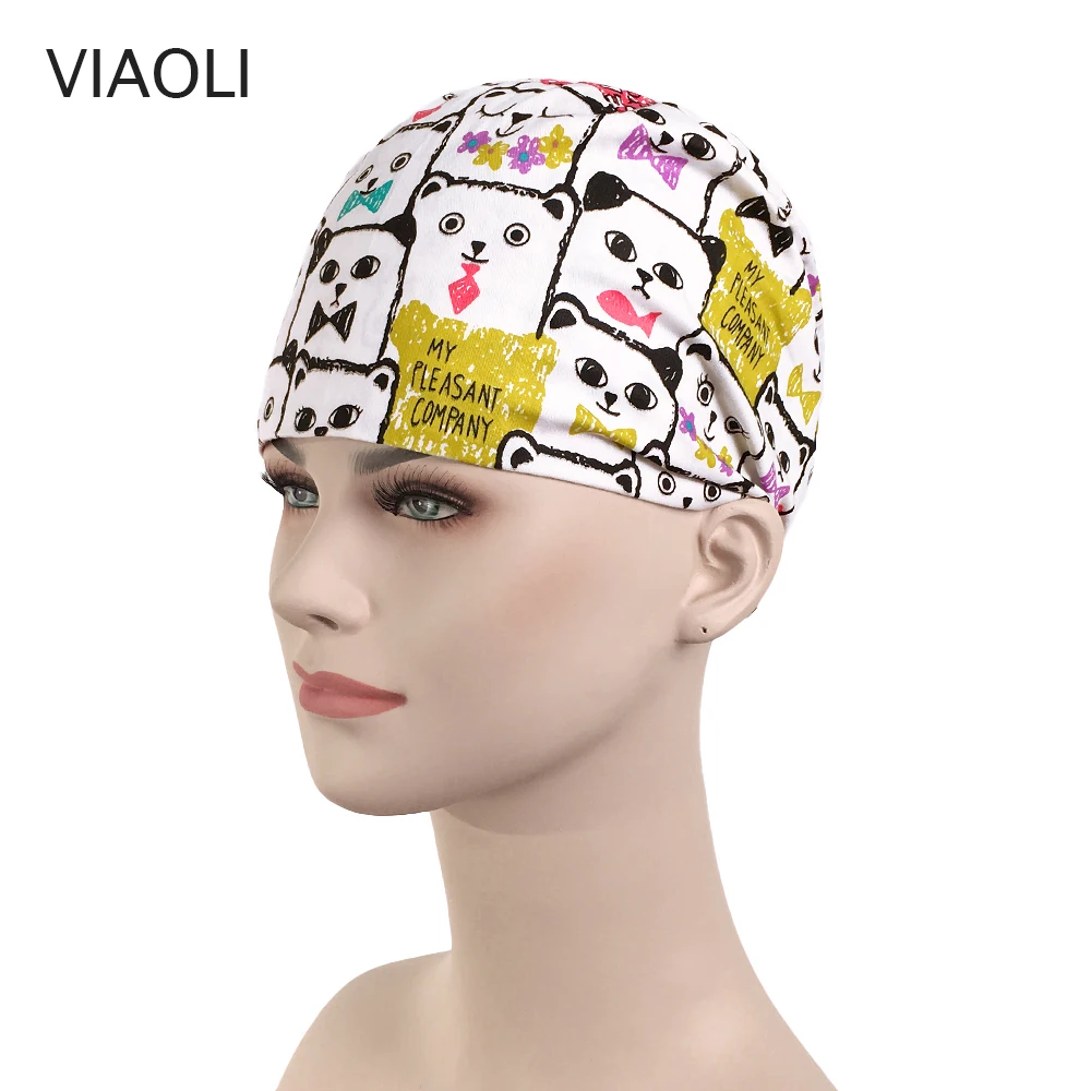 

Print Doctor Surgical Scrub Cap for Women Hospital Medical Cap 100% Cotton Lab Clinic Dental Operation Tieback Doctor Nurse Hat
