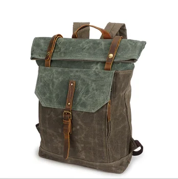

Men Retro Canvas Patchwork Backpack Shoulder Bag Student Travel Waterproof Backpacks