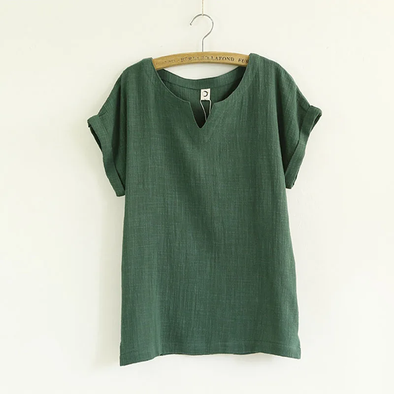 

Plus Size linen blouse summer tops women top woman white shirt women cotton short sleeve ladies blouses blusas femininas 2019