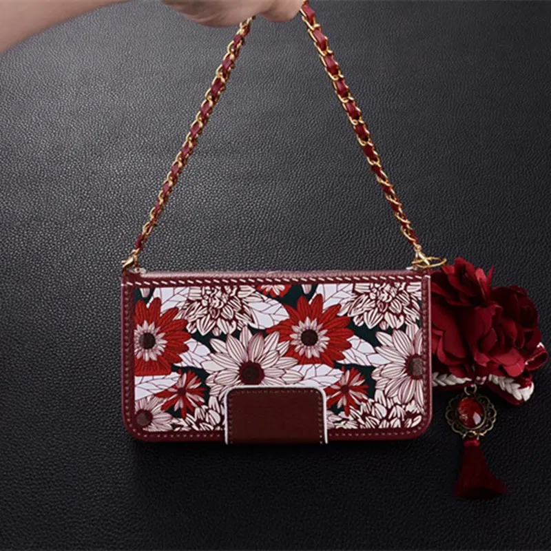 

Case For xiaomi 6 xiaomi mi 6 Cover Luxury Flower Flip Card slot Wallet Leather lovely with Strap phone bag