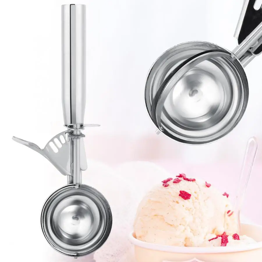 

Stainless Steel Ice Cream Scoops Fruit Mash Scoop Spoon Ice Cream Ball With Plastic Handle Colher Sorvete Kitchen Accessories