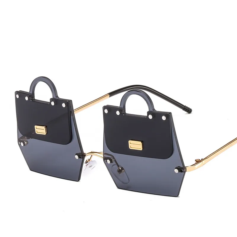 New Trend Handbag Sunglasses Women 2019 Luxury Brand Fashion Irregular Metal Frame Personality Red Clear Lens Sun Glasses UV400