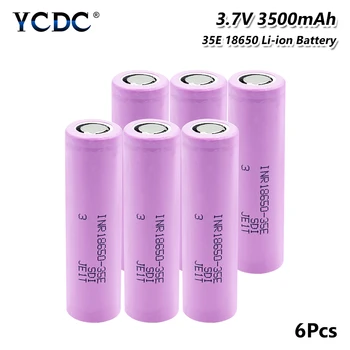 

6Pcs high peformence drain battery lithium 18650 Li-ion Capacity 3500mah 13a 3.7v rechargeable inr18650 35e batteries
