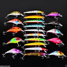 New 20Pcs/Lot Mixed Color Fishing Lures Bass Minnow Lure Hard Crank Bait Tackle