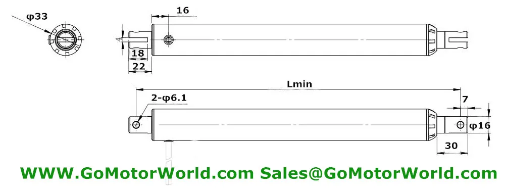 tubular linear actuator drawing