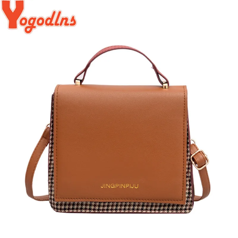 

Yogodlns Women Square Pu Leather Shoulder Bags Female Plaid Messenger Bag Small Crossbody Bags Girls Tote Quality Top-handle Bag