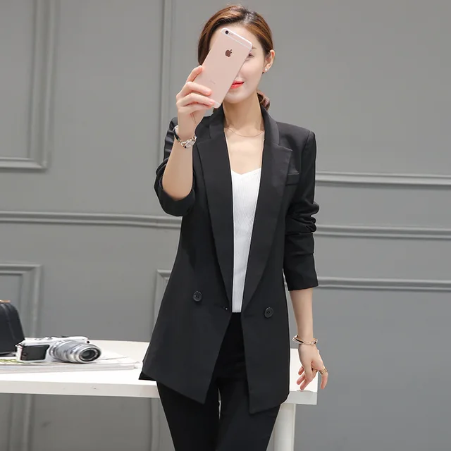 Fashion 2017 Spring Autumn Women Long Suit Jackets Single Button Thin