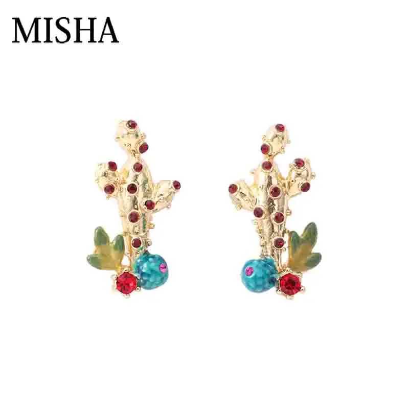 

MISHA 2018 mysterious Earrings High quality Original Design simulation gem cactus earrings Fine Earrings For Girls L752
