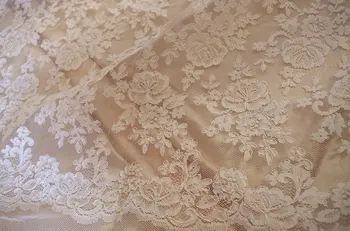 

2016 off white lace fabric, cord lace fabric, alencon lace fabric for bridal gown on sale 6yards