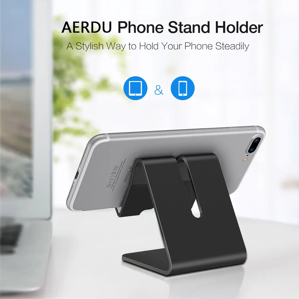 Aerdu Алюминиевый металлический держатель для телефона планшета Настольный Универсальный нескользящий мобильный кронштейн подставка для iPhone iPad для Samsung gs9 s10 S8