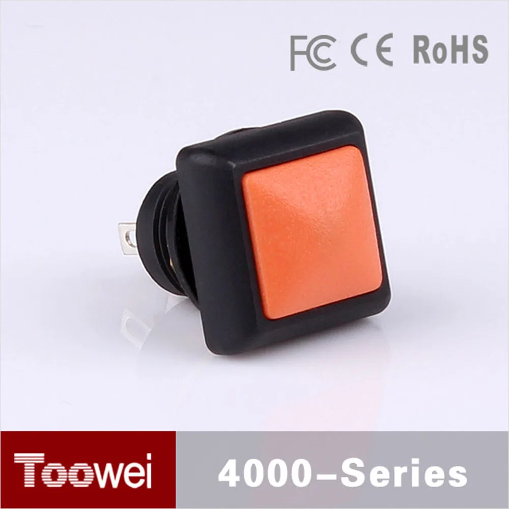 10pcs/lot 12mm (on) off Reset Orange Square Button Switch waterproof