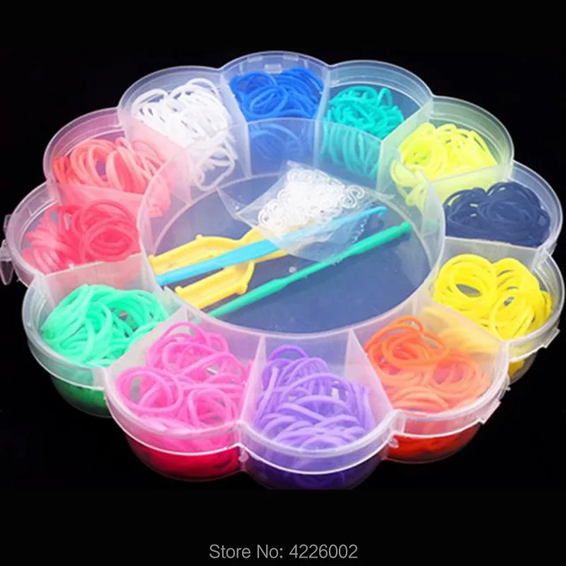 600pcs Colorful Rubber Loom Bands Weave Elastic Make Bracelet Tool DIY set Kit Box Girls Gift Kids Toys for Children 8 10 year