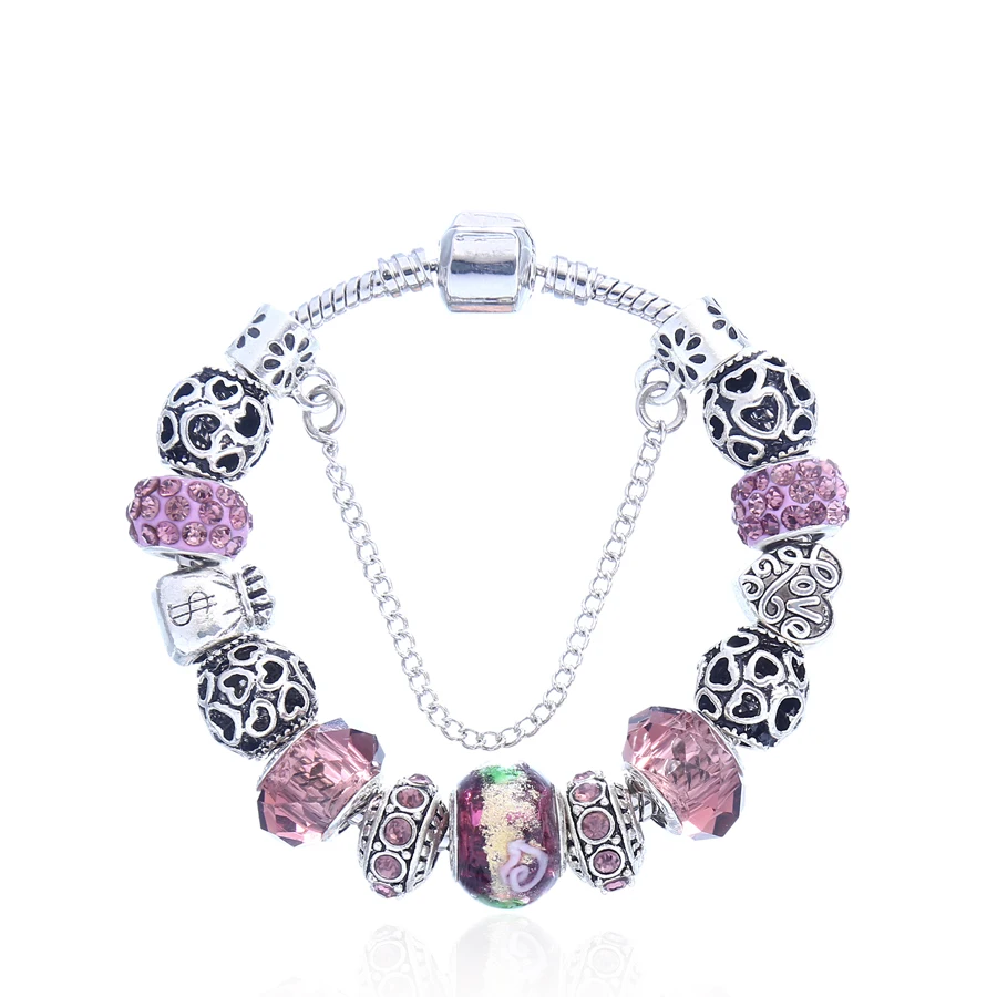 New Fashion Jewelry Crystal Charms Bracelets & Bangles Butterfly beads fit Pan Bracelet For Women Girl Love Gift