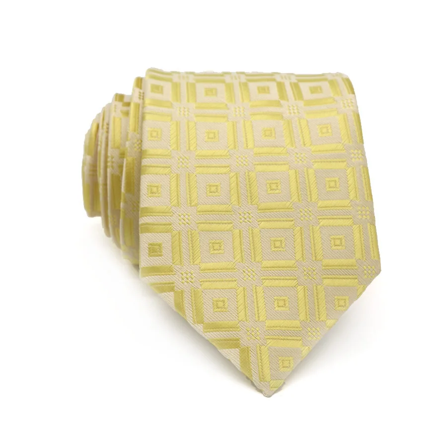 Модный мужской галстук 8 см, желтые, оранжевые шелковые галстуки, жаккардовые Тканые Классические Галстуки для мужчин, деловые, свадебные, вечерние, для жениха - Цвет: XT-176