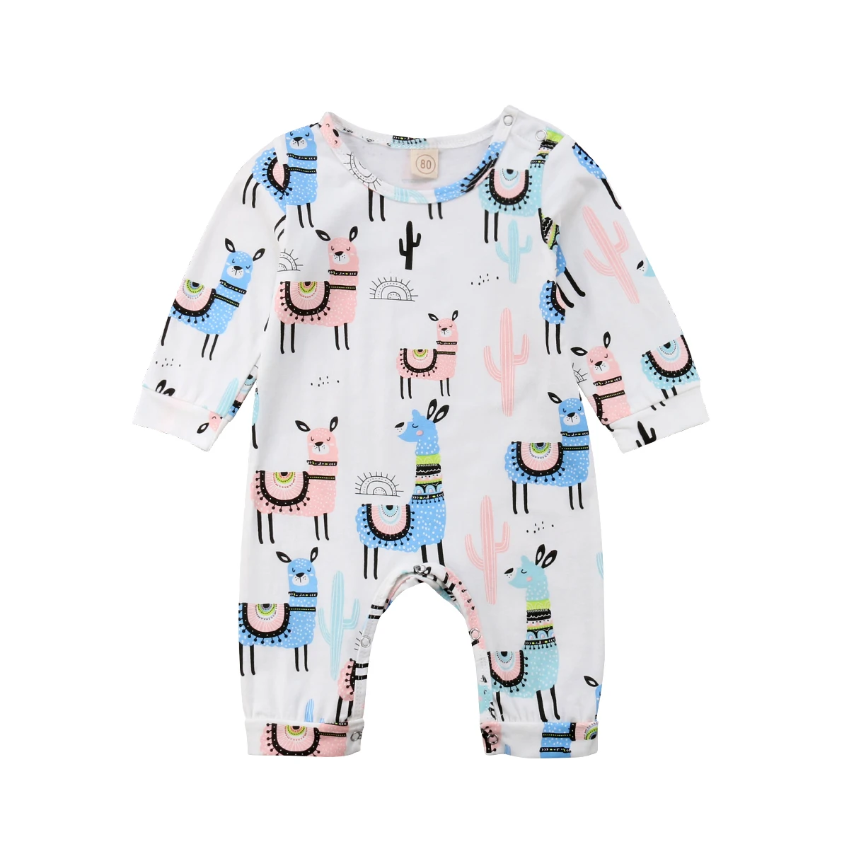 

Pudcoco Newborn Baby Girls Boys Romper Jumpsuits Playsuit Outfits Kids Llama Long Sleeve Clothes