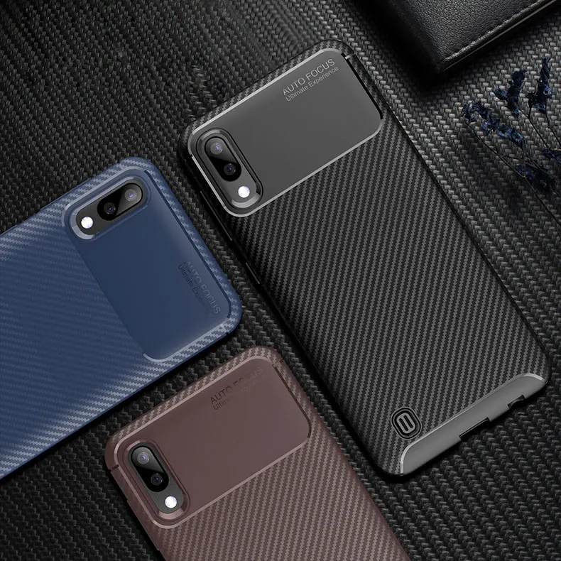 Для samsung Galaxy M10 M20 M30 Чехол Мягкий ТПУ/углеродное волокно текстурированная назад