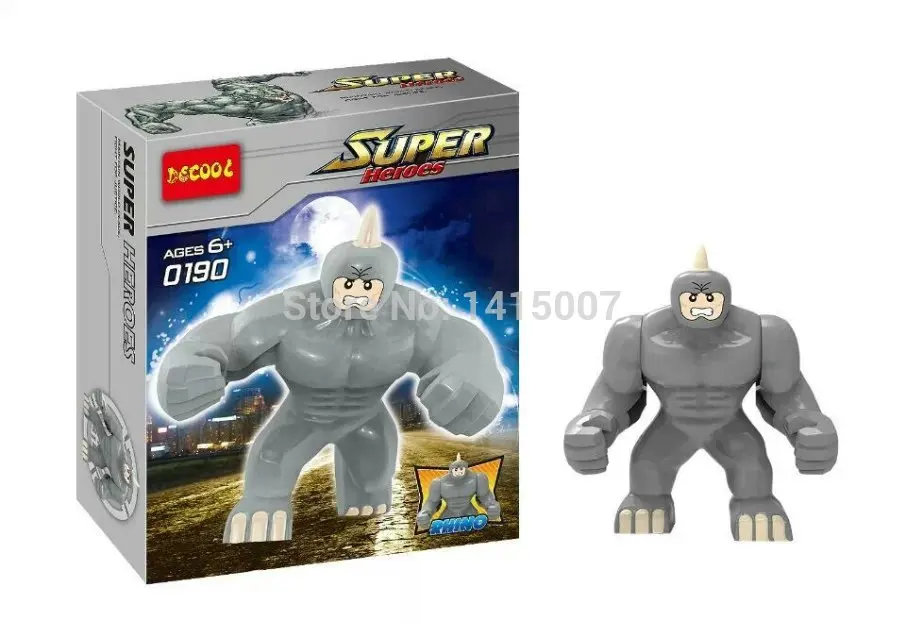 Decool 0190 Строительные Блоки Super Heroes Мстители Фигурки diy Игрушка Большой Ленивый Rhino Рисунок Кирпичи Игрушки Подарки