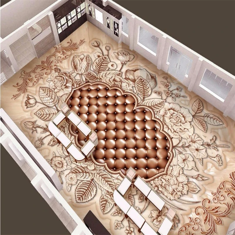 beibehang papel de parede 3D Hand-painted rose flower marble floor wall paper self adhesive PVC mural wallpaper for walls | Обустройство