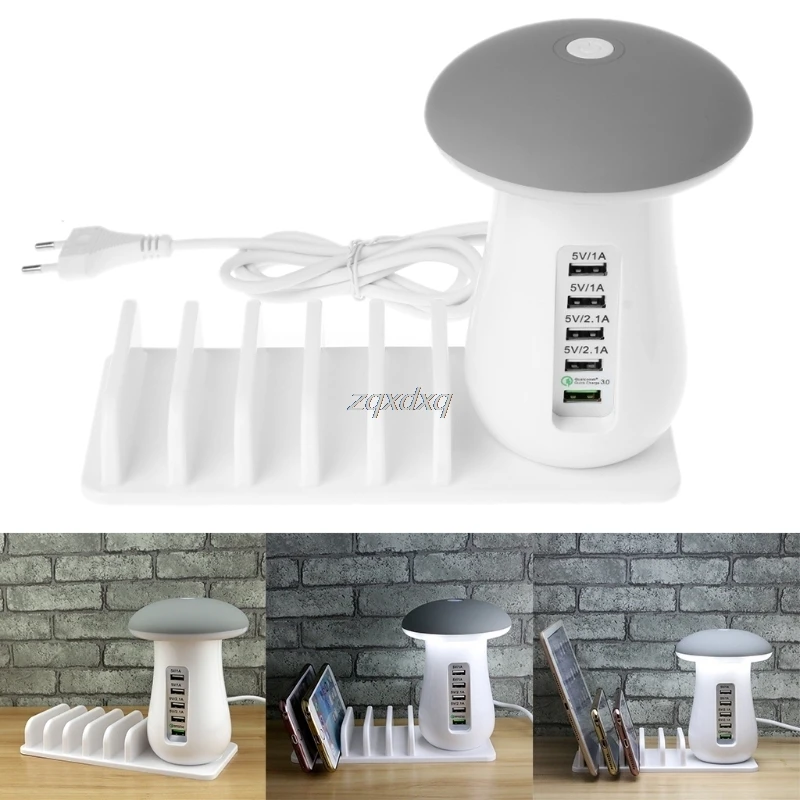 

Multi 5 Port Charging Dock Tablet QC 3.0 Quick Charger Power Station Desk Lamp 5 Multi Usb Fast Charger EU US UK AU Plug Stand
