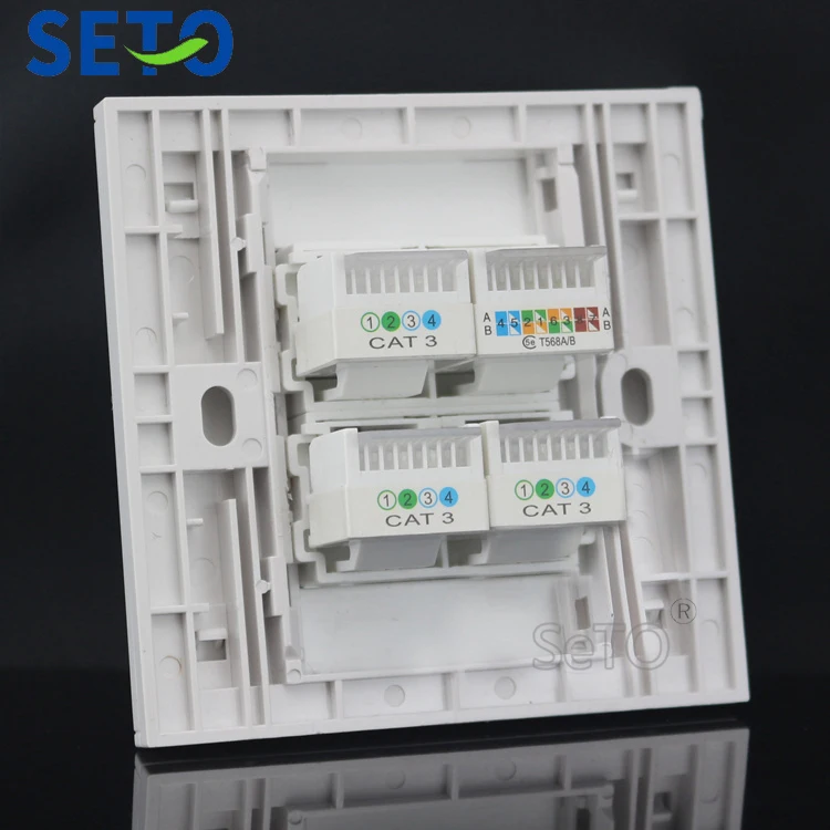 Seto 86 Type Single Rj45 Cat5e Network & Three Rj11 Cat3 Telephone
