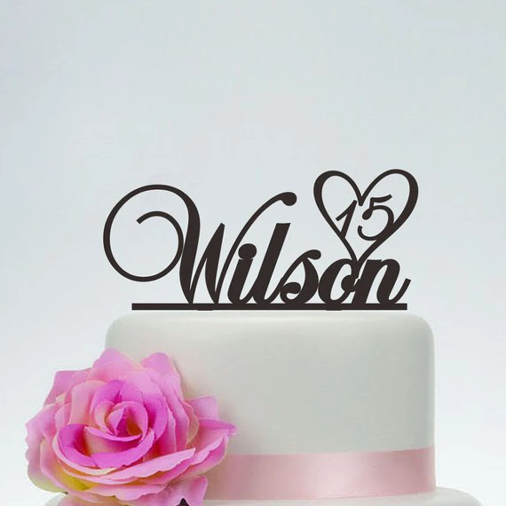 Personalized  Name and age Happy Birthday Cake Topper,Birthday Party cake Topper,color Acrylic Anniversary Cake Topper