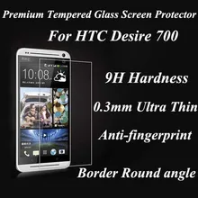10 шт./лот для htc Desire 700 ультратонкая класса премиум закаленное Стекло Экран протектор для htc 700 Экран пленка, сумка из полипропилена