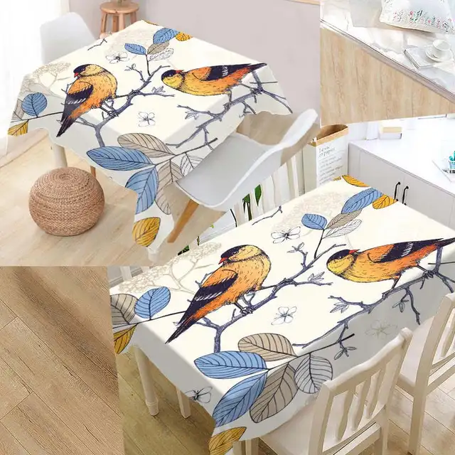 Birds Painting Art Custom Table Cloth Oxford Print Rectangular ...