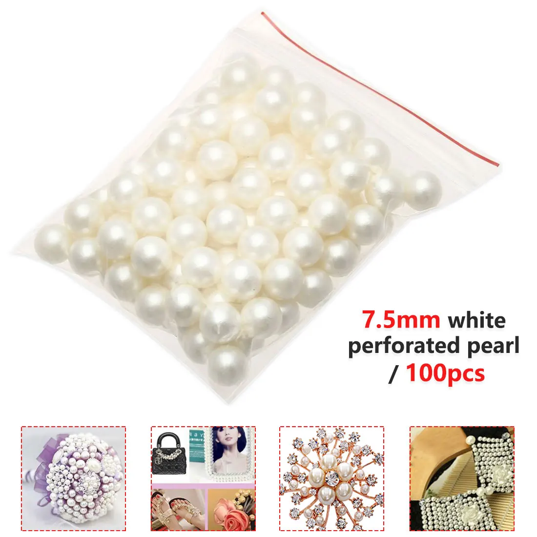 

100pcs Round Shape Pearl sewing ABS Pearls Scrapbook Sew on Beads For Jewelry Craft Clothes Decorations