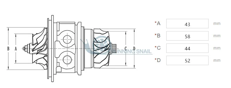 CT12B Турбокомпрессор ротор 17201-67010 17201-67040 1KZ для Toyota Landcruiser 3,0 TD(2000-) 125hp Liteace Townace 5/5 лопасти