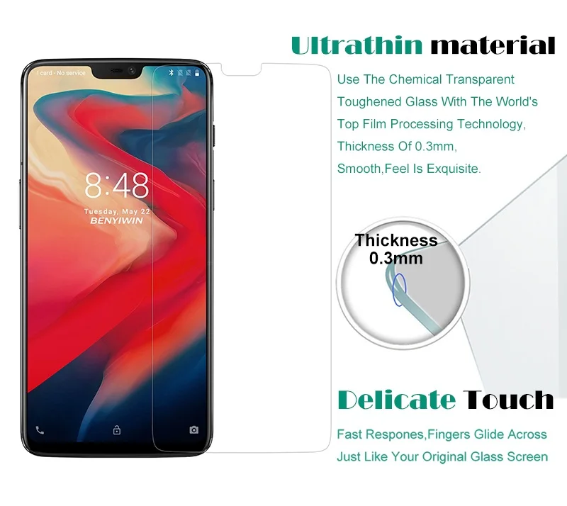 2 шт 9H высококачественный чехол из закаленного стекла для OnePlus 6 1+ 6 Защитная пленка для экрана прозрачная закаленная Защитная пленка для One Plus 6 A6000