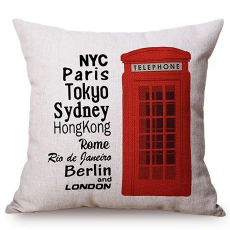 British Style Cartoon Soldier England London Telephone Booth Sofa Car Decorative Throw Pillow Case Linen Cotton Cushion Cover K109-3
