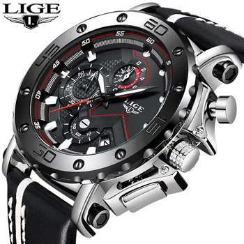 2019New LIGE Men Watches Fashion Top Brand Luxury Chronograph Sport Casual Leather Waterproof Quartz Watch Men Relogio Masculino men watches eyki brand luxury waterproof genuine leather quartz watch classic independent seconds fashion casual watches hodinky